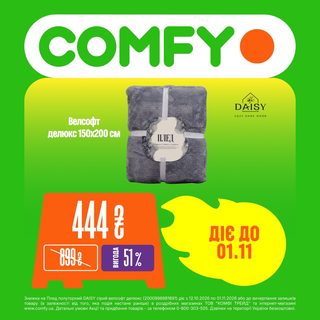 Най-най КРАЩ у COMFY Cosmo MULTIMALL Плед DAISY 150×200 см — 444 ₴